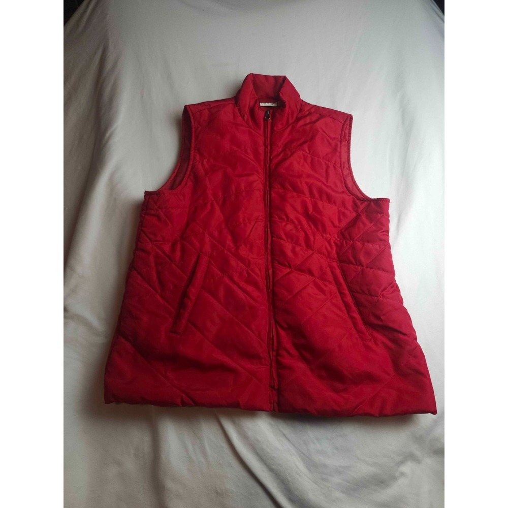Kim Rogers Puffer Vest Womens PL Red Quilted Classic Athleisure Outdoor Gorpcore